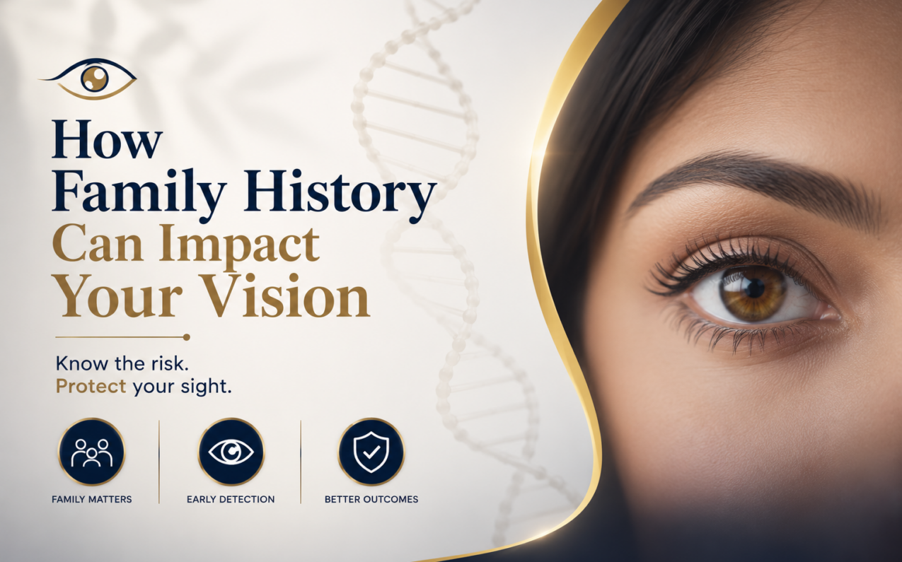 Family discussing eye health with an eye specialist during a comprehensive vision checkup